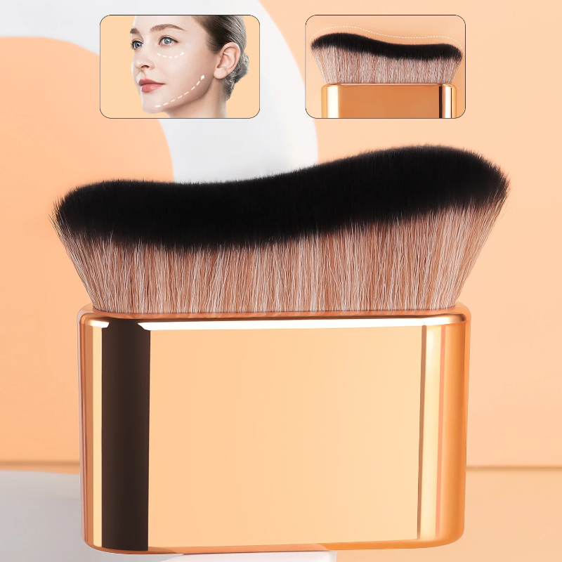 Beauty Home Makeup - 1個入りハンドヘルドメイクアップブラシ、ファンデーションブラシ、カーブブラシ、柔らかい毛、均一な塗布、高品質メイクアップブラシ、トラベル-F