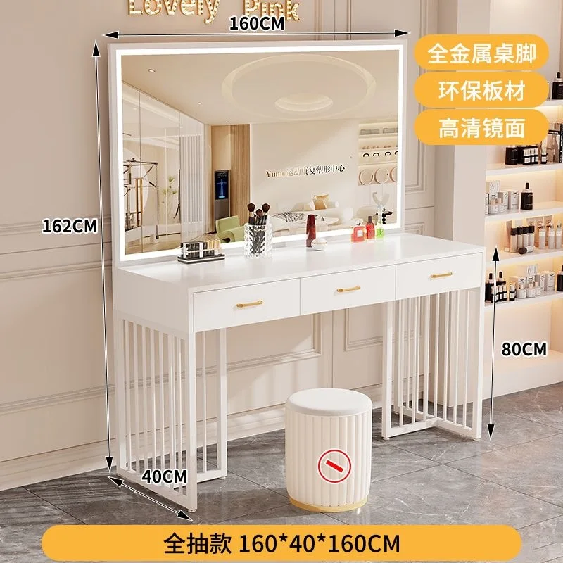 Beauty Makeup School - モダンなスタジオ用ドレッシングテーブル（ランプ付き）ブライダルショップ、美容院、学校、理髪店、メイクアップアーティスト用メイクアップテーブル、木製ドレッサー
