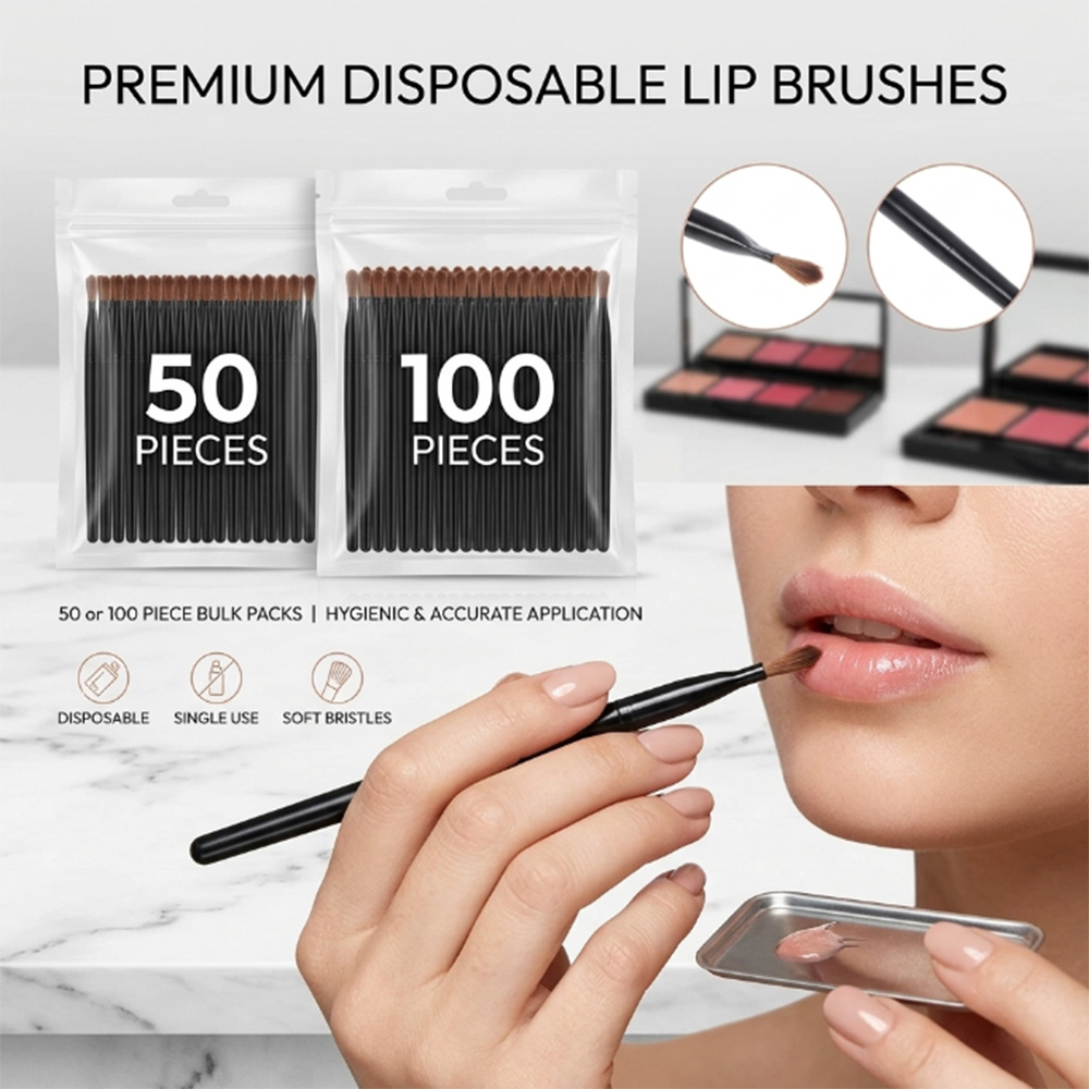 Beauty Makeup Tool - 50/100 個使い捨てリップブラシセット口紅グロスワンドアプリケーターメイクアップブラシプロフェッショナル美容化粧品ツール