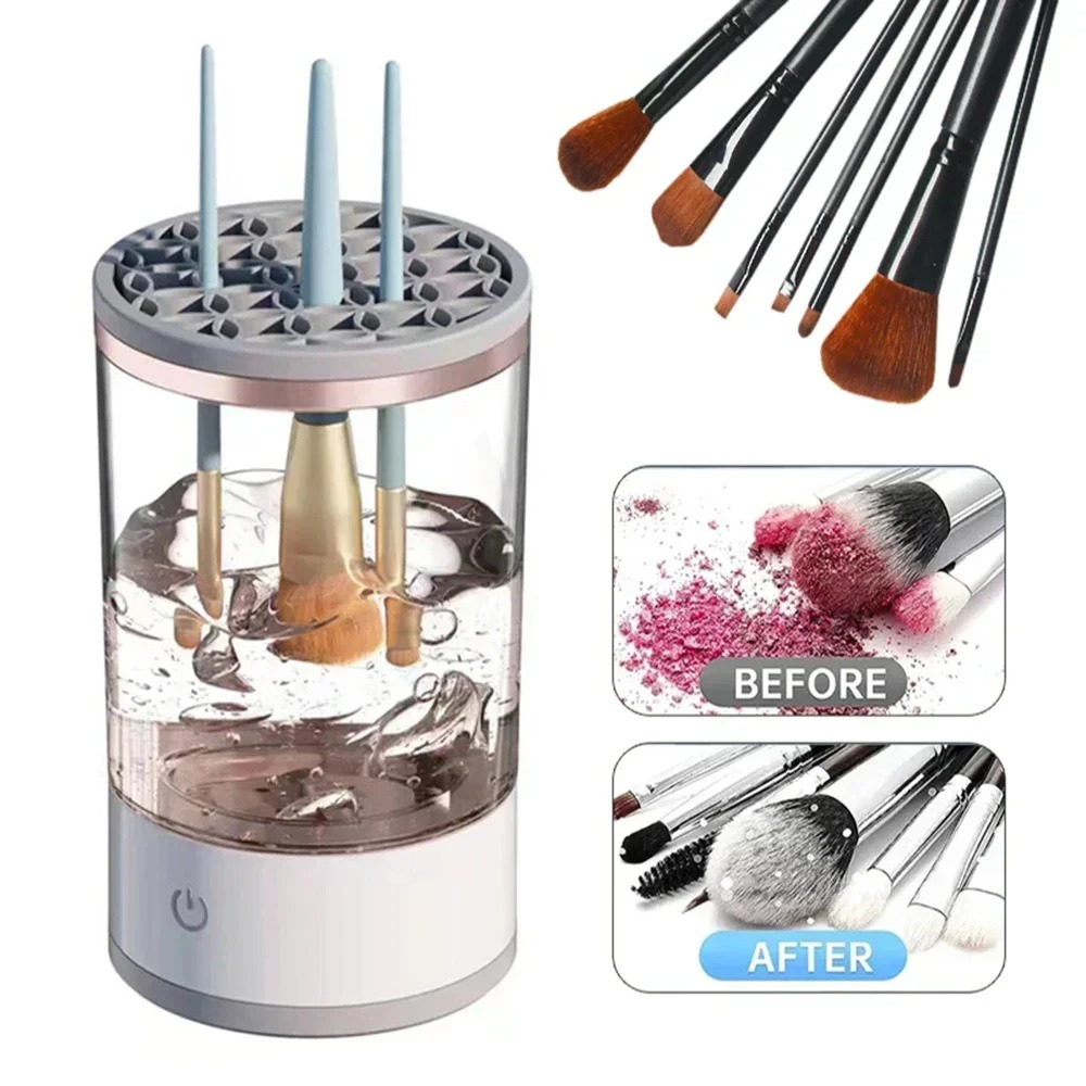 Beauty Home Makeup - 自動電動メイクブラシクリーナー USBプラグ式 化粧ブラシ洗浄乾燥機 クリーニングマット付き
