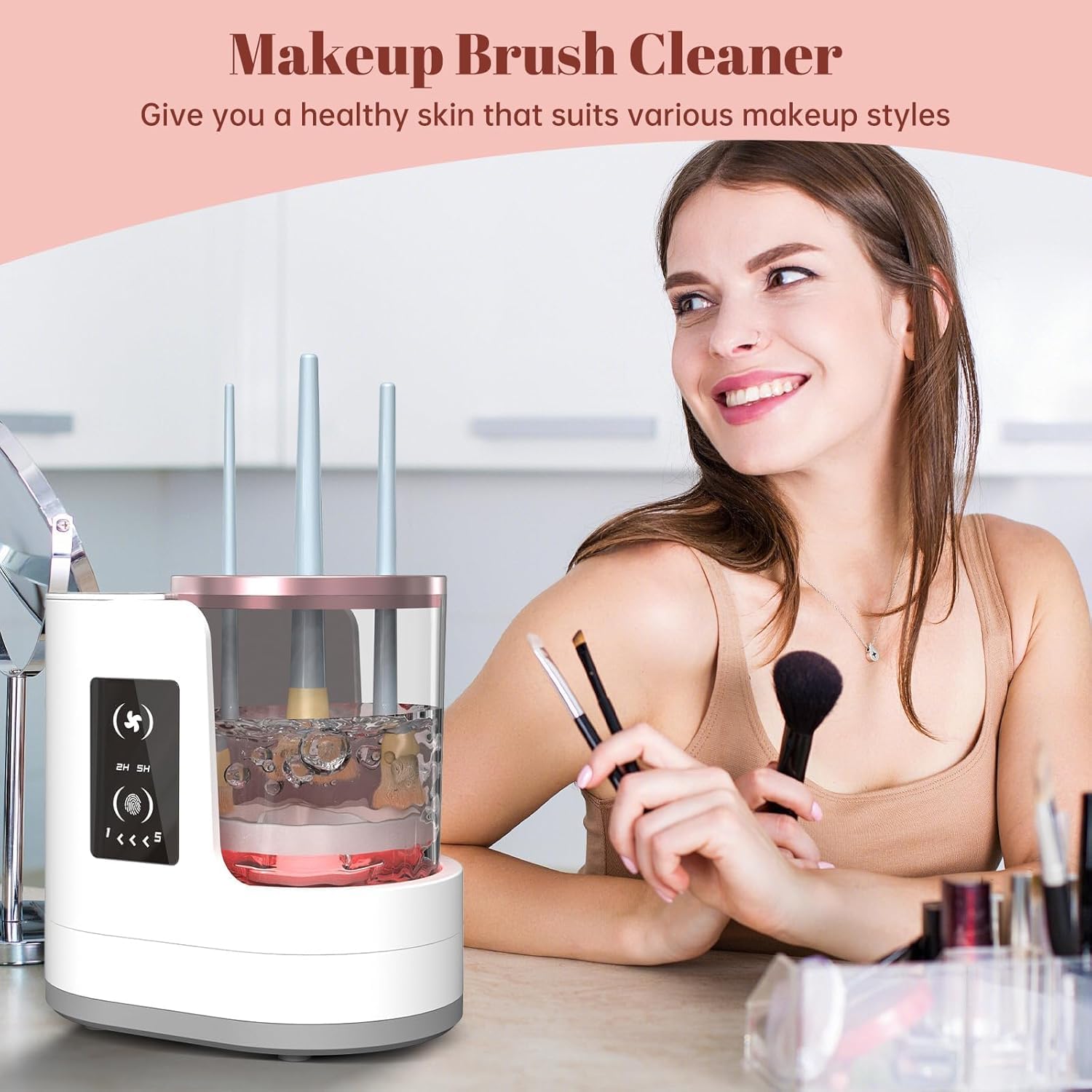 Beauty Home Makeup - 自動回転メイクブラシクリーナーマシン速乾電動ラバーカラー化粧品クリーニングツール