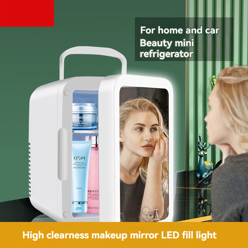 Beauty Makeup Light - 家庭用・車載両用美容冷蔵庫 タッチライト付き化粧鏡 車載ミニ4L冷蔵庫 化粧品・スキンケア用冷蔵庫
