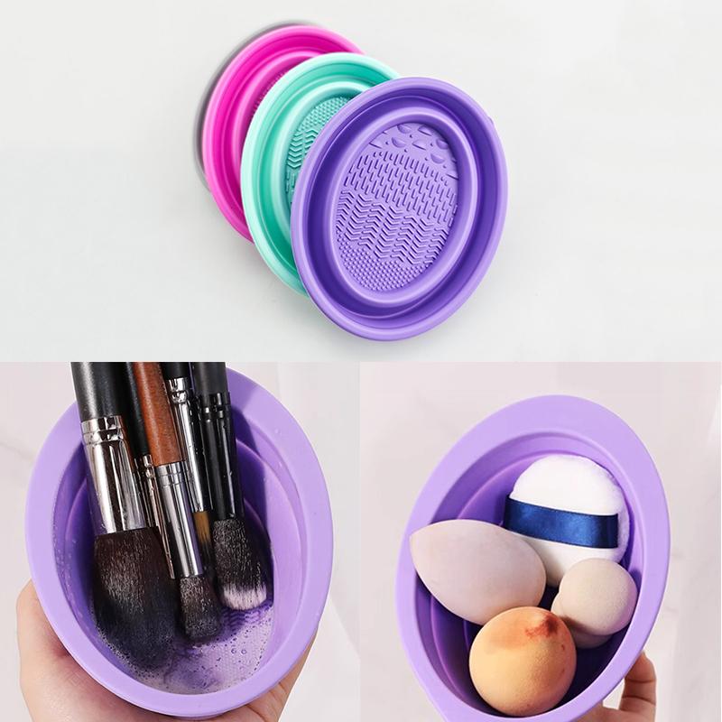 ソフトシリコーン化粧ブラシクリーナー折りたたみパウダーパフク - Beauty Home Makeup のレビューと価格