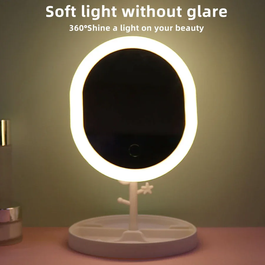 LEDライト付き折りたたみ式メタルメイクアップミラー,美容院 - Beauty Makeup Light のレビューと価格