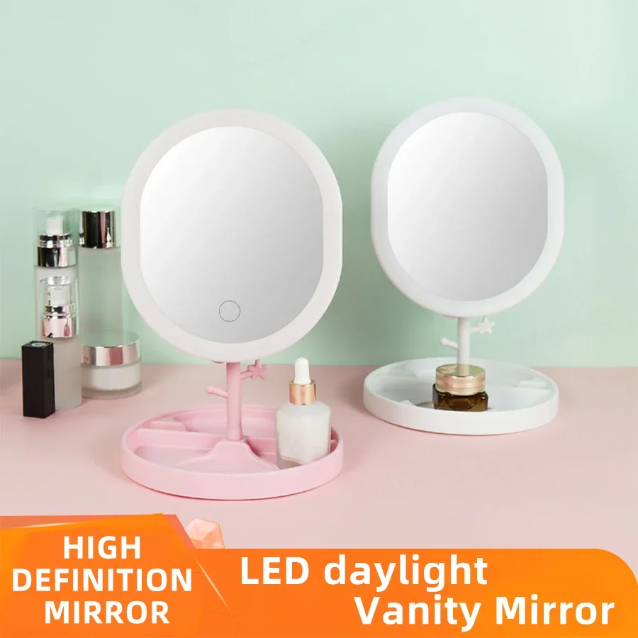 LEDライト付き折りたたみ式メタルメイクアップミラー,美容院 - Beauty Makeup Light のレビューと価格