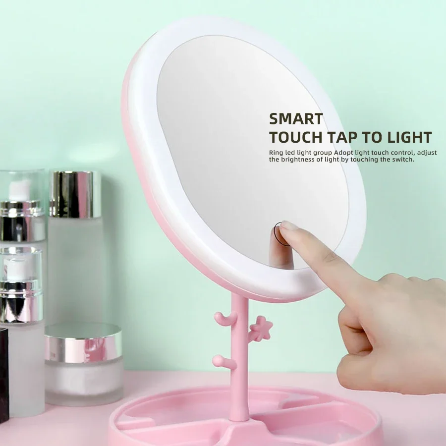 LEDライト付き折りたたみ式メタルメイクアップミラー,美容院 - Beauty Makeup Light のレビューと価格
