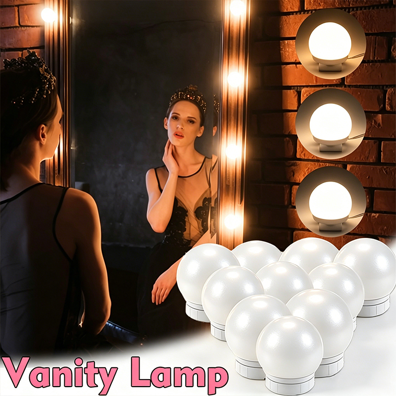 10個のLEDバニティミラーライト電球キット、調光可能なハリ - Beauty Makeup Light のレビューと価格