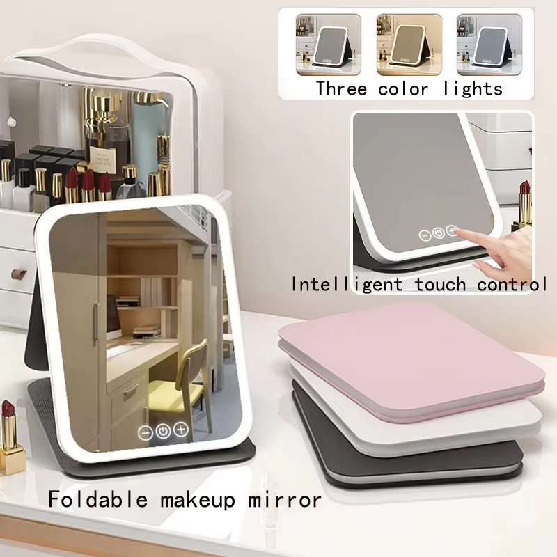 LED調光可能な化粧鏡ポータブル折りたたみ式デザイン3色ライ - Beauty Makeup Light のレビューと価格