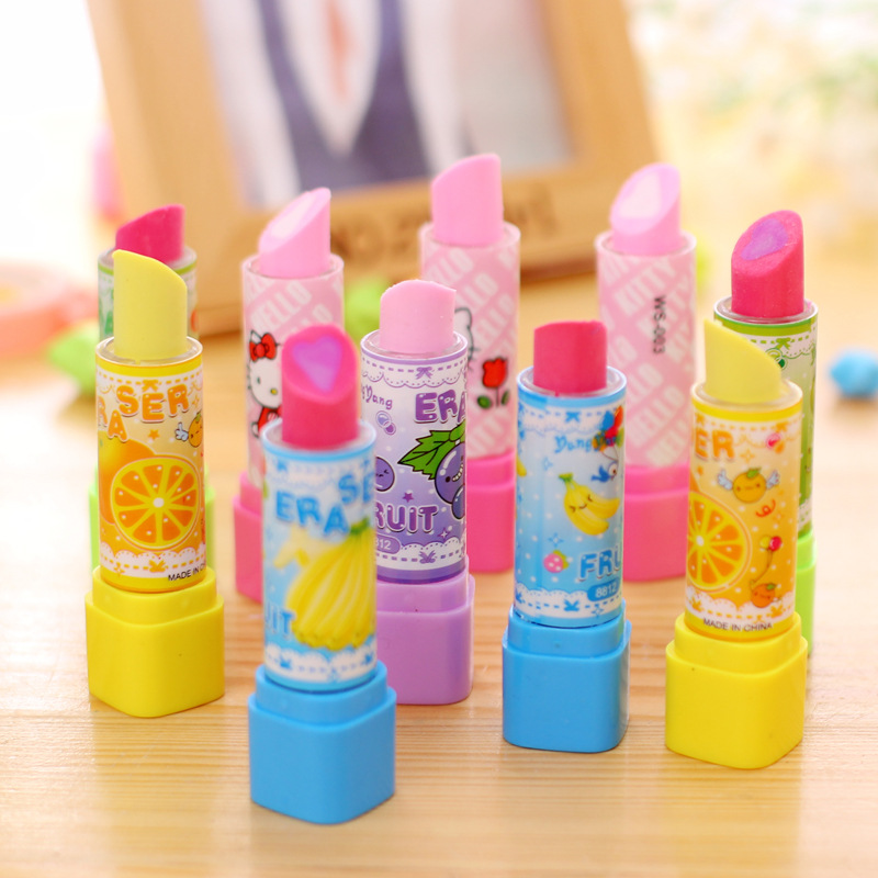 10 個漫画フルーツ口紅形状消しゴム文房具ギフト子供の誕生日 - Beauty Makeup News のレビューと価格