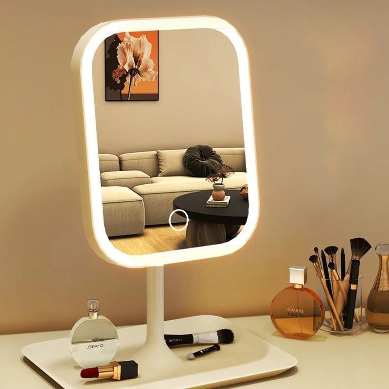 新しいLEDモダンデスクトップバニティミラー、ポータブル3色 - Beauty Makeup Light のレビューと価格